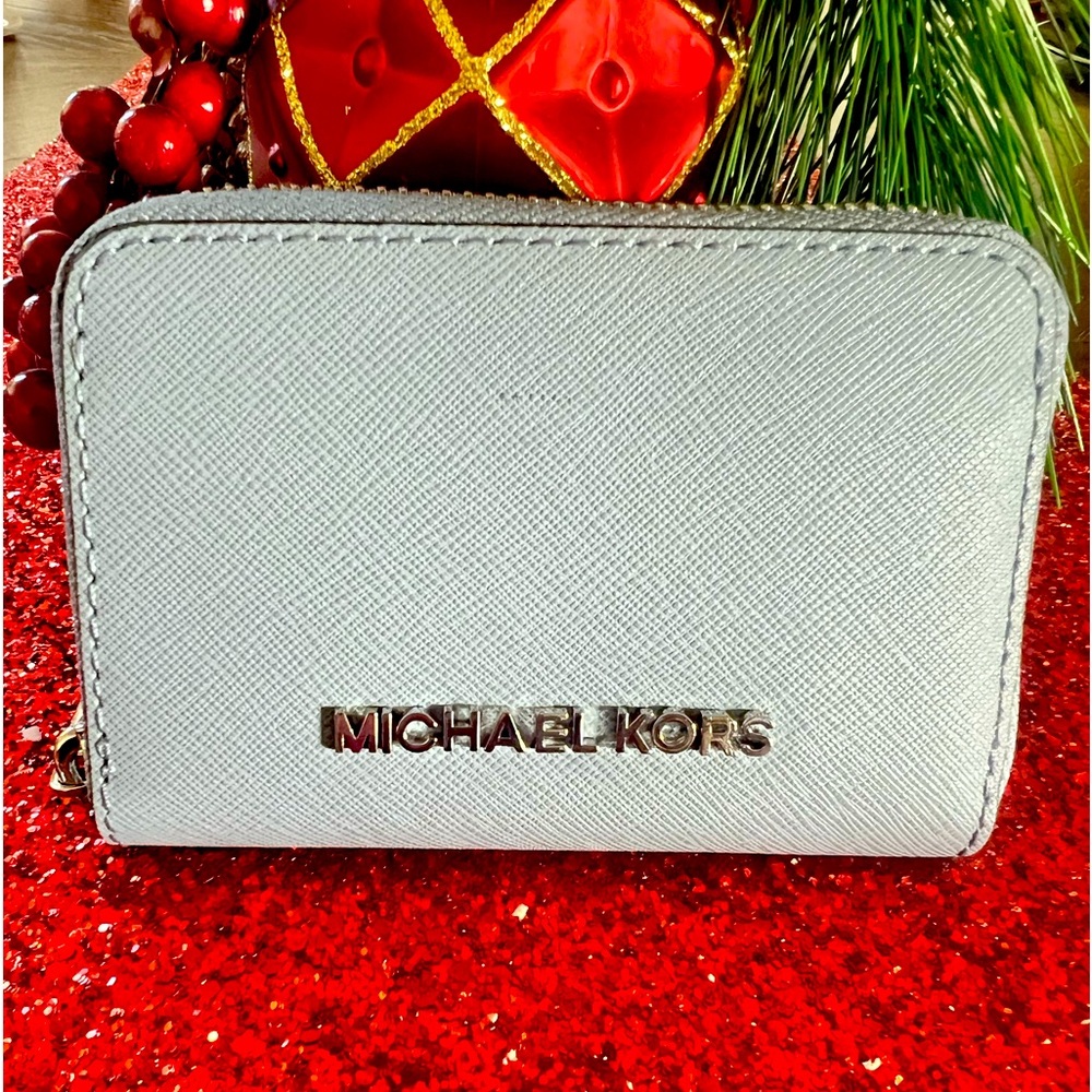Michael Kors blue wallet with tags